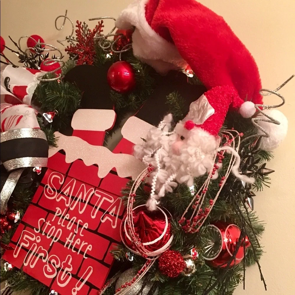 Unique Fun Red Designer Santa Christmas Wreath